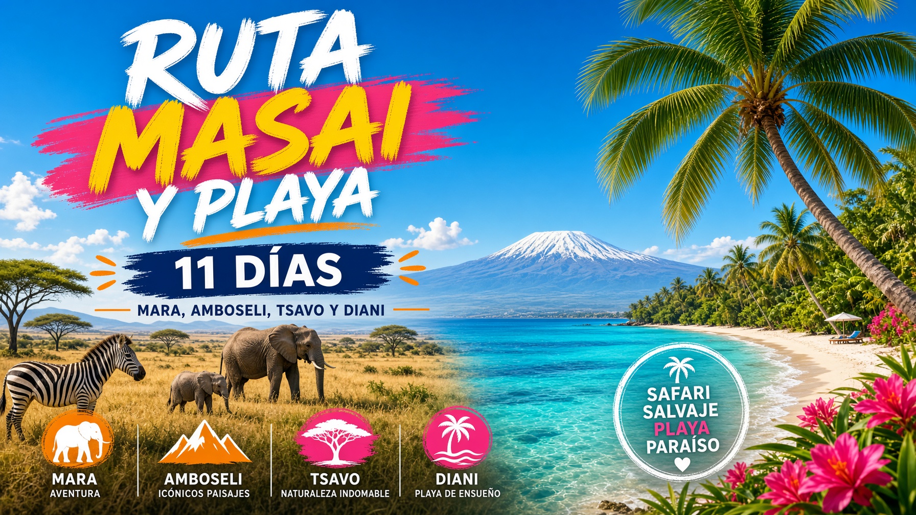 Ruta Masai y playa 11 días