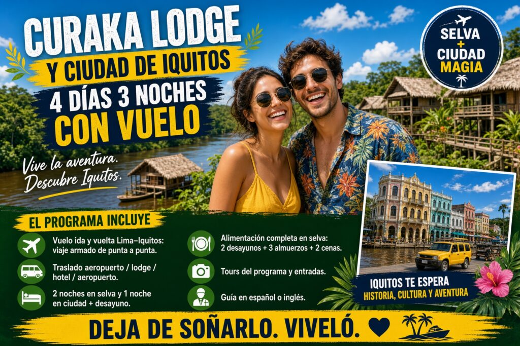 Curaka lodge con Iquitos ciudad