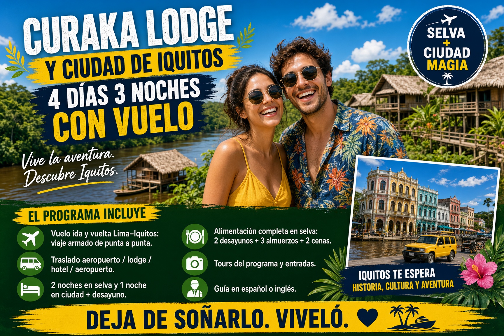 Curaka lodge con Iquitos ciudad